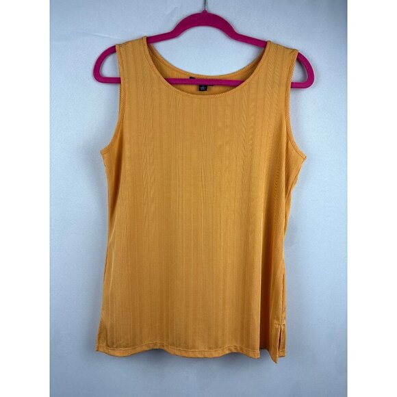 Iman Womens Mustard Sleeveless Ribbed Tank Top S - Picture 1 of 5